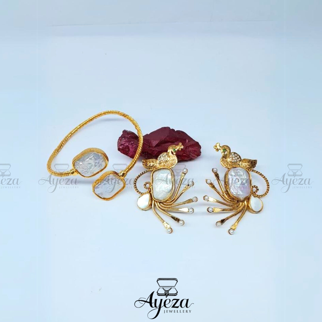 Mother of Pearl studs and classic kara | Jewellery by ayeza