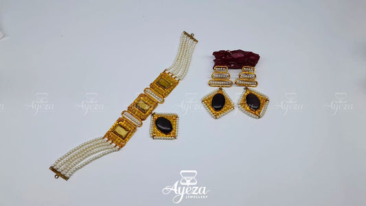 Golden Black Choker Set | Jewellery by Ayeza